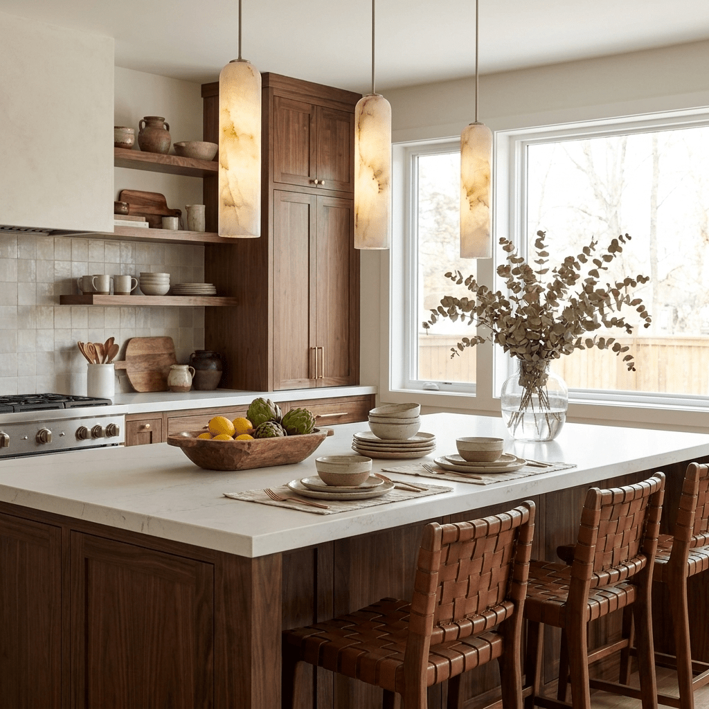Alabaster Cylinder Pendant Light