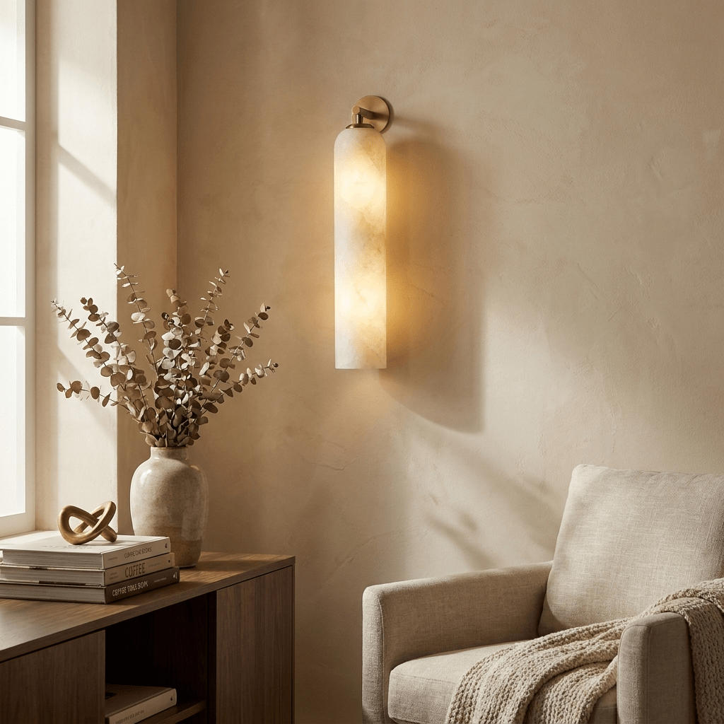 Tube Alabaster Wall Sconce
