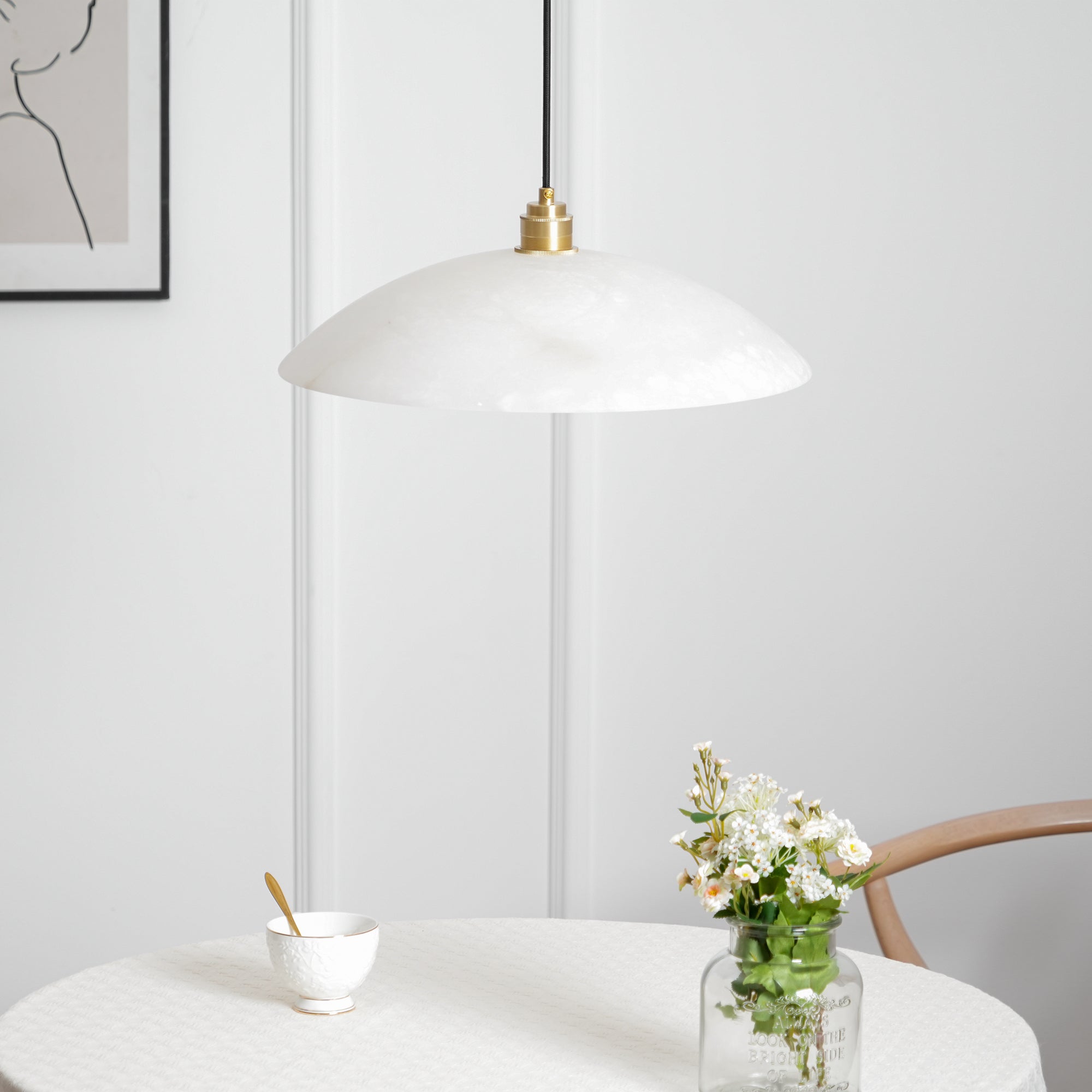 Warenol Minimalist Alabaster Pendant Light
