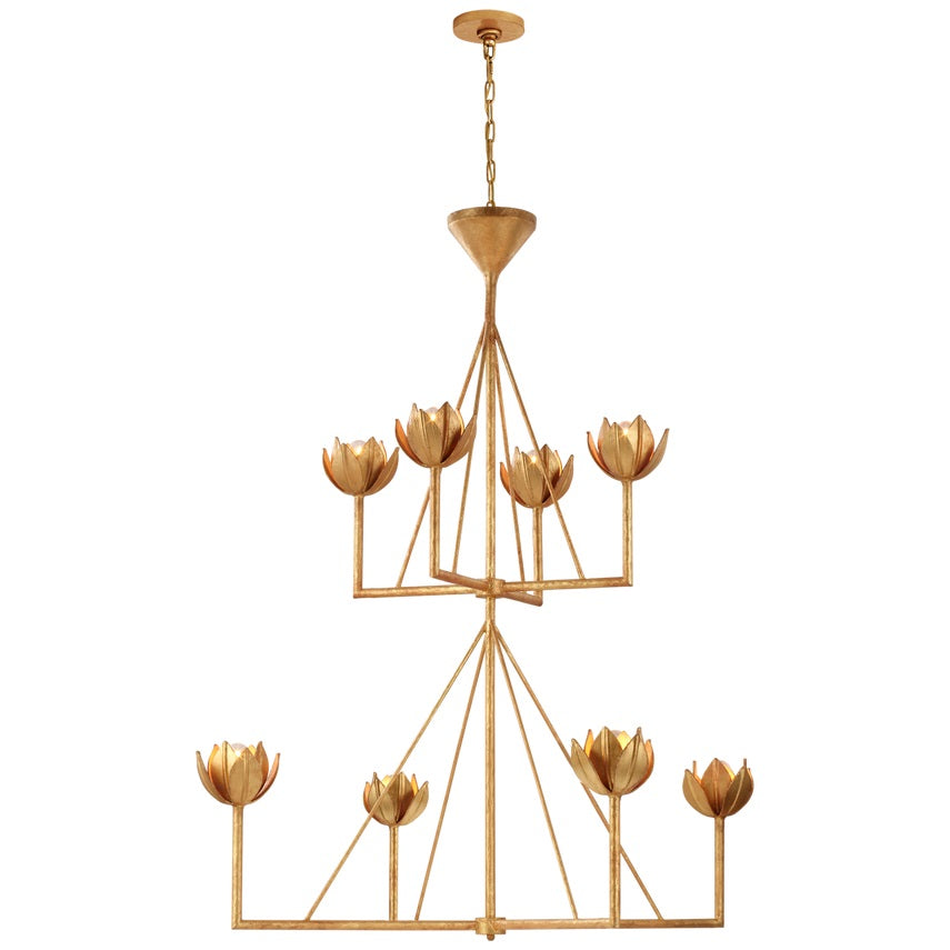 Alberto Modern Minimalist Floral Brass Chandelier