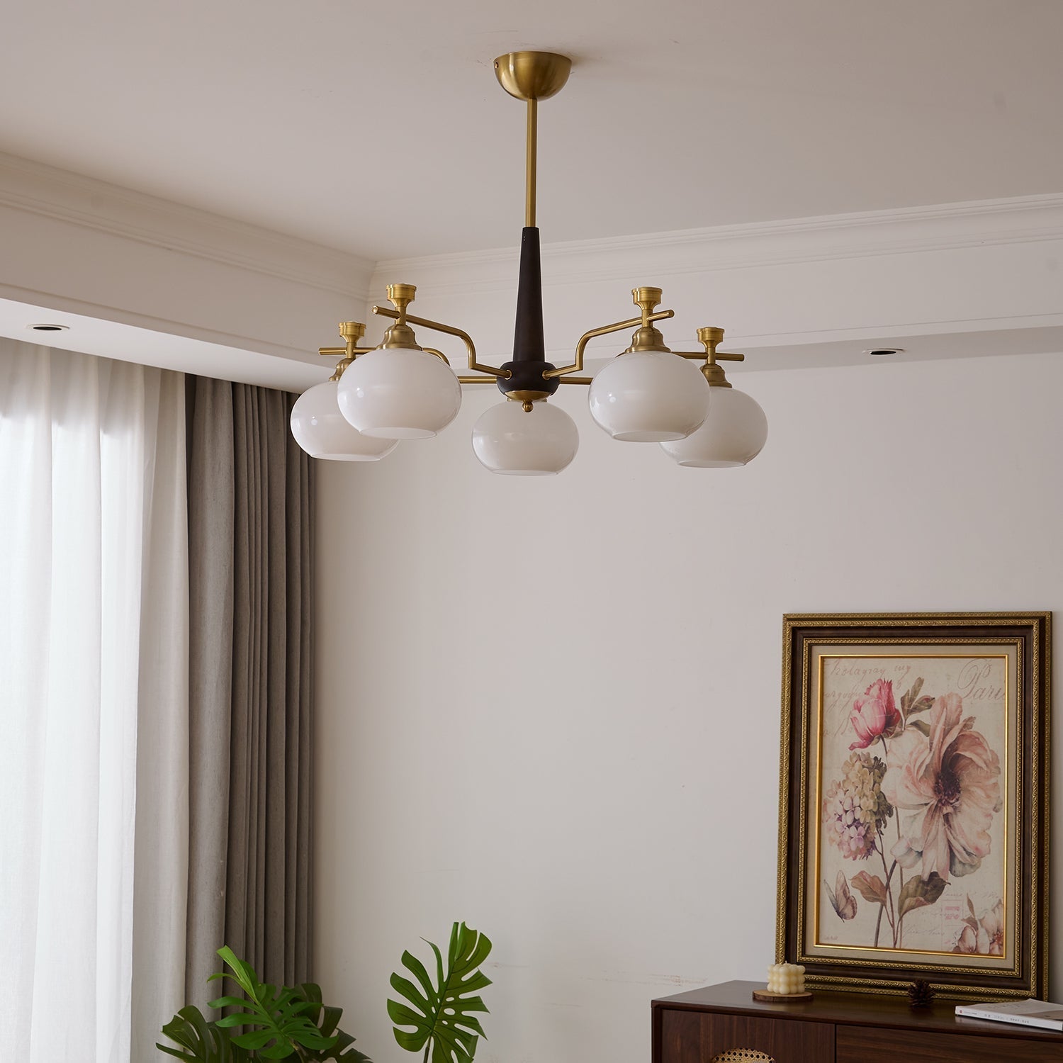 Velirara Traditional Unique Sphere Wood Glass Chandelier