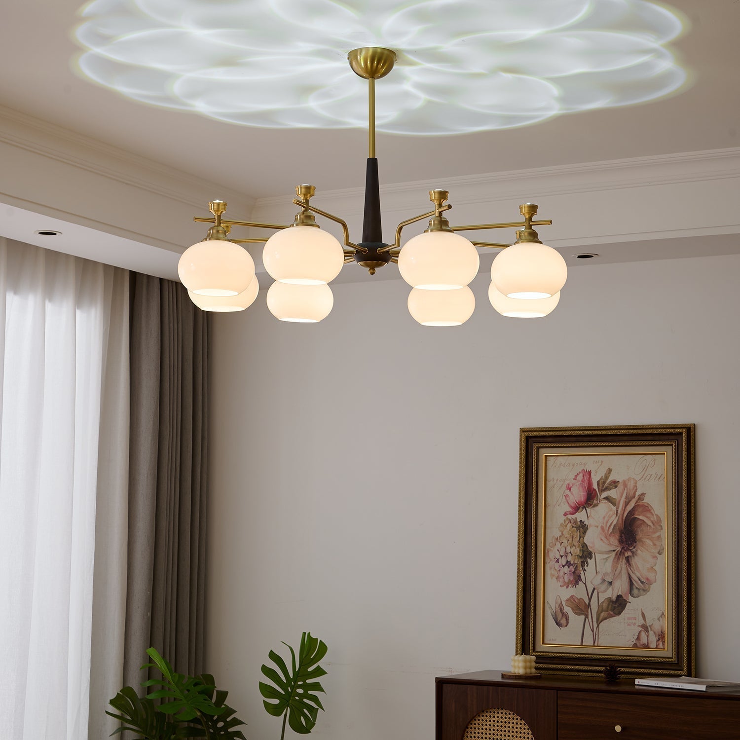 Velirara Traditional Unique Sphere Wood Glass Chandelier
