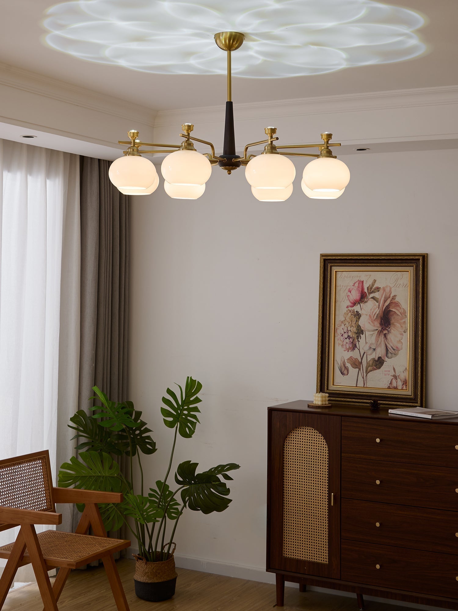 Velirara Traditional Unique Sphere Wood Glass Chandelier