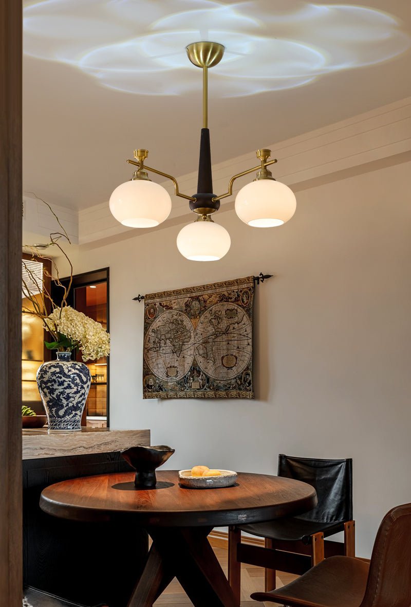 Velirara Traditional Unique Sphere Wood Glass Chandelier