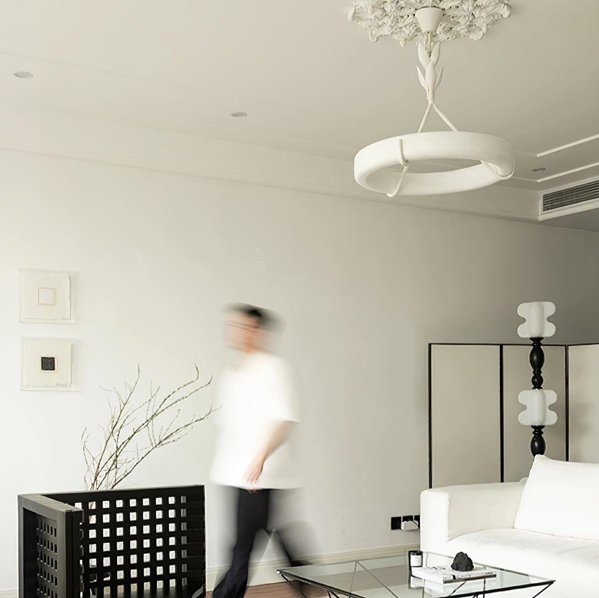 Eixor Chandelier Plaster White Floral Shape Minimalist