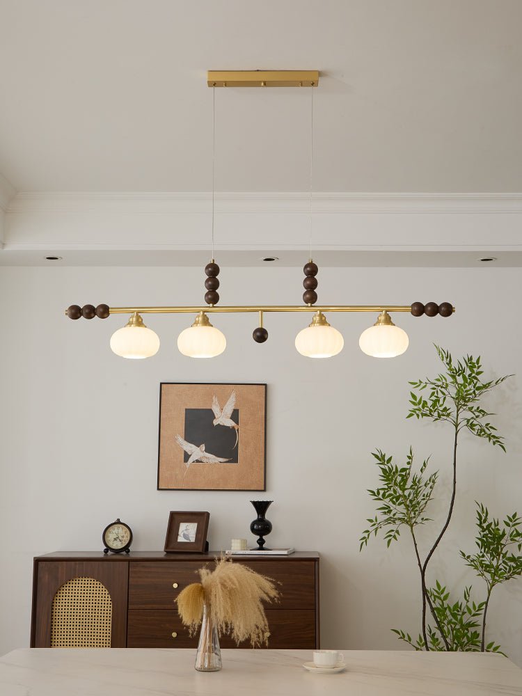 Zerinen Premium Nordic Art Island Glass Wood Pendant Lamp