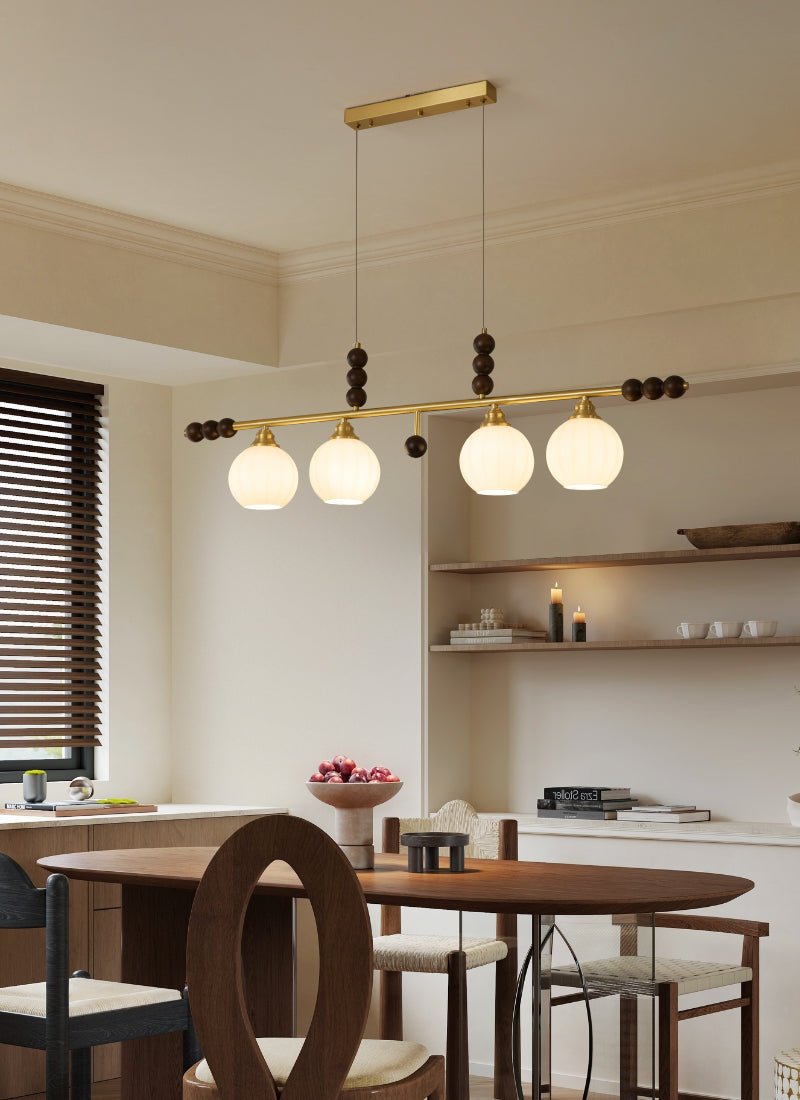 Zerinen Premium Nordic Art Island Glass Wood Pendant Lamp