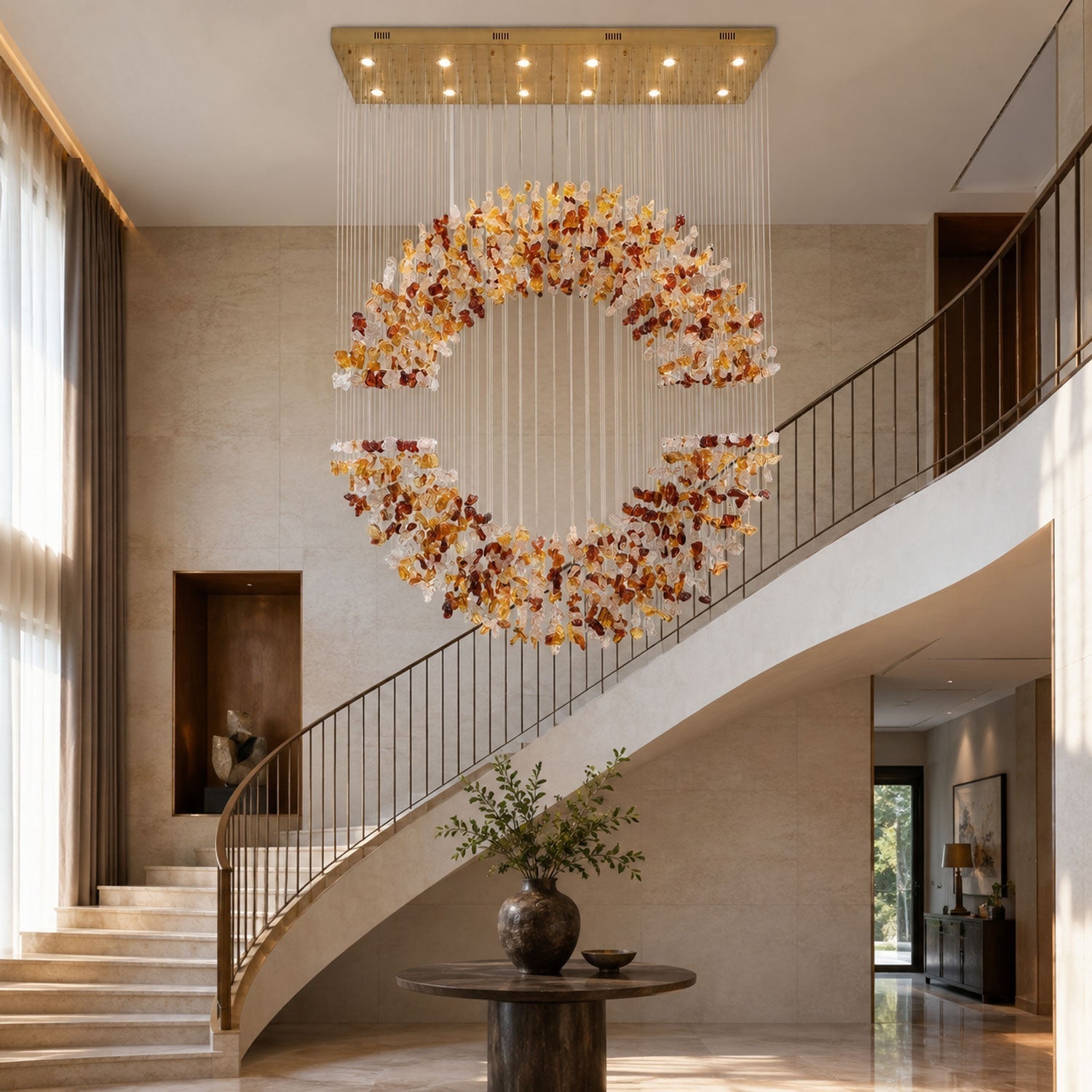 Amber Crystal Halo Chandelier