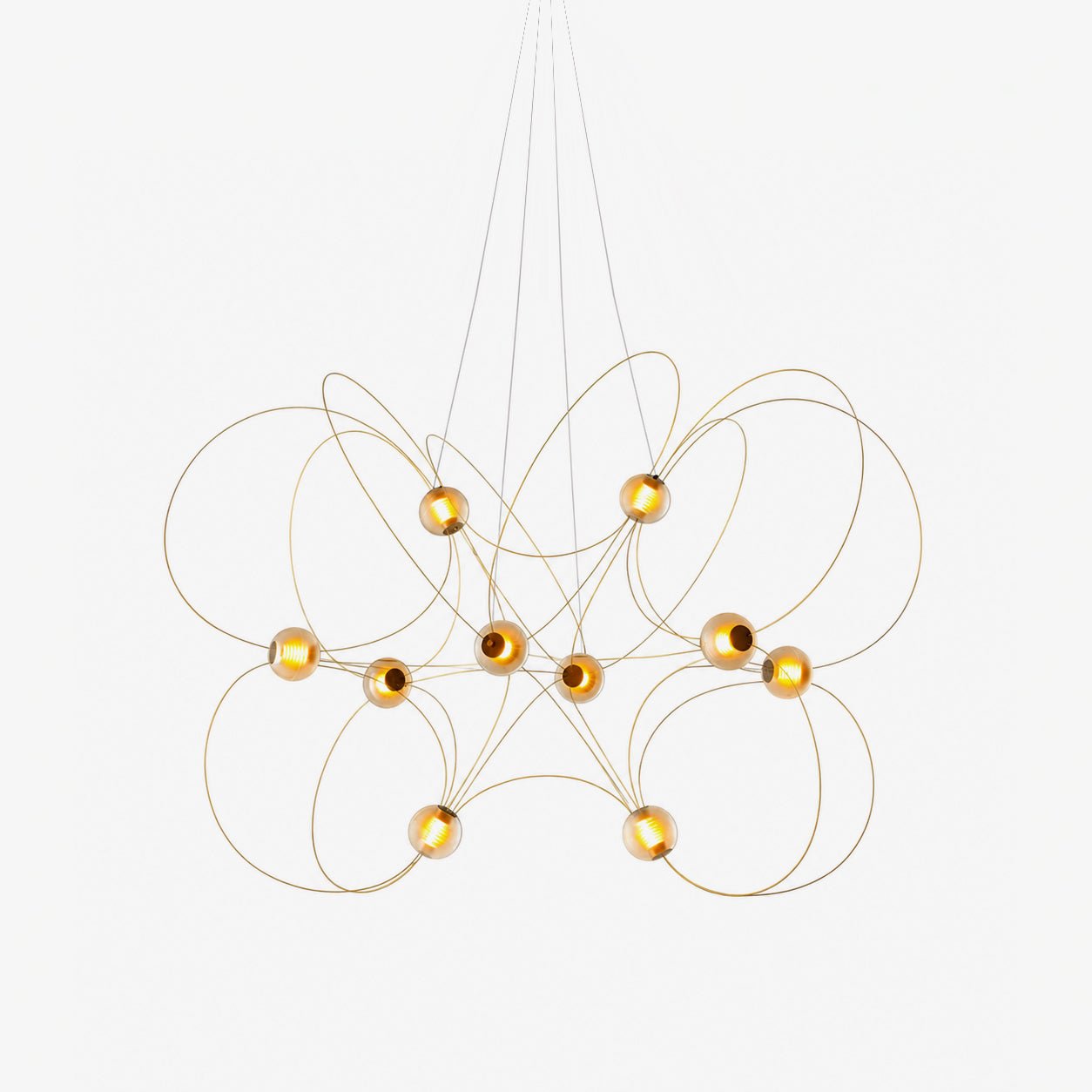 Amber Glass Orb Loop Chandelier
