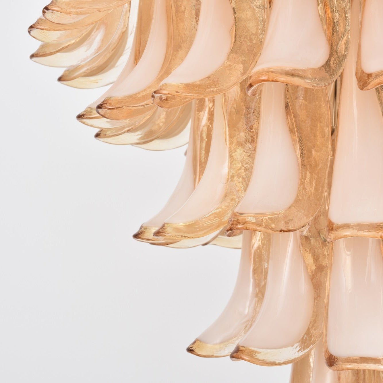 Celalian Chandelier Amber Murano Glass Petal Layered Luxury