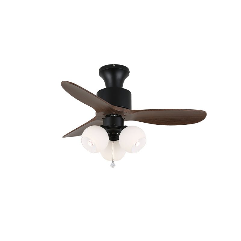 Elvuella Vintage Glass Wood Ceiling Fan Light