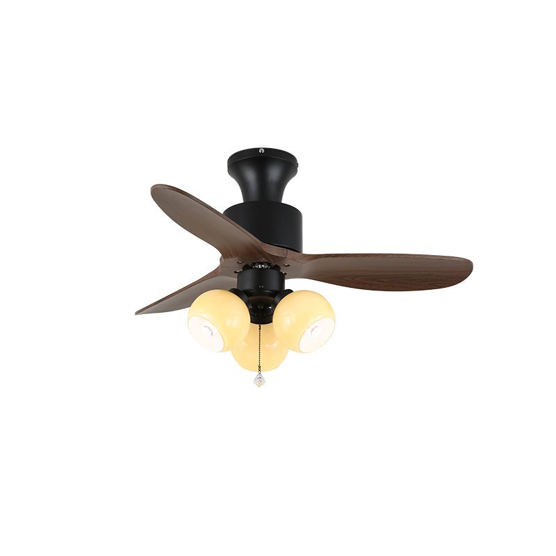 Elvuella Vintage Glass Wood Ceiling Fan Light