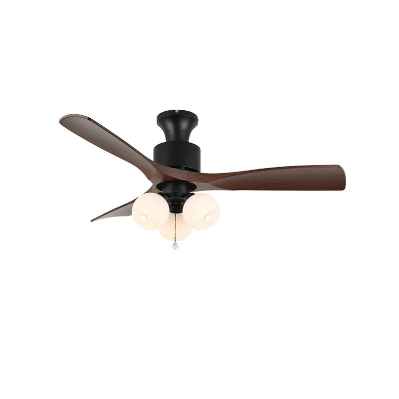 Elvuella Vintage Glass Wood Ceiling Fan Light