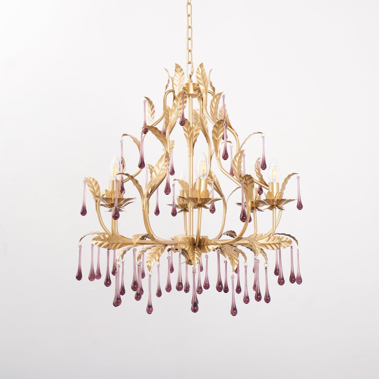 Orienaine Pendant Lamp Drops Gold Leaves