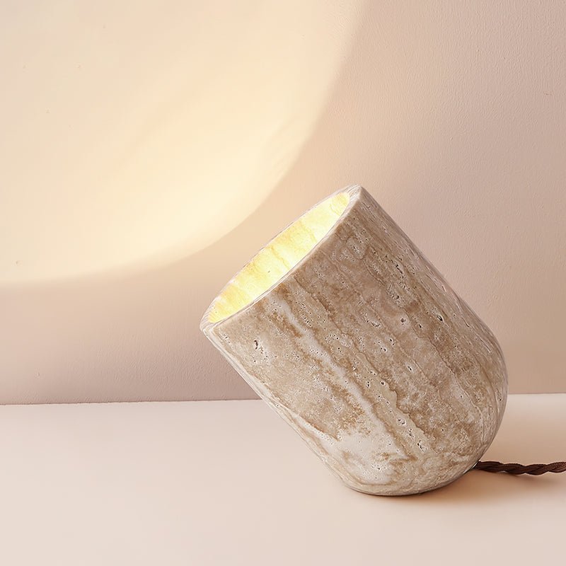 Valuaine Tapered Block Travertine Table Lamp