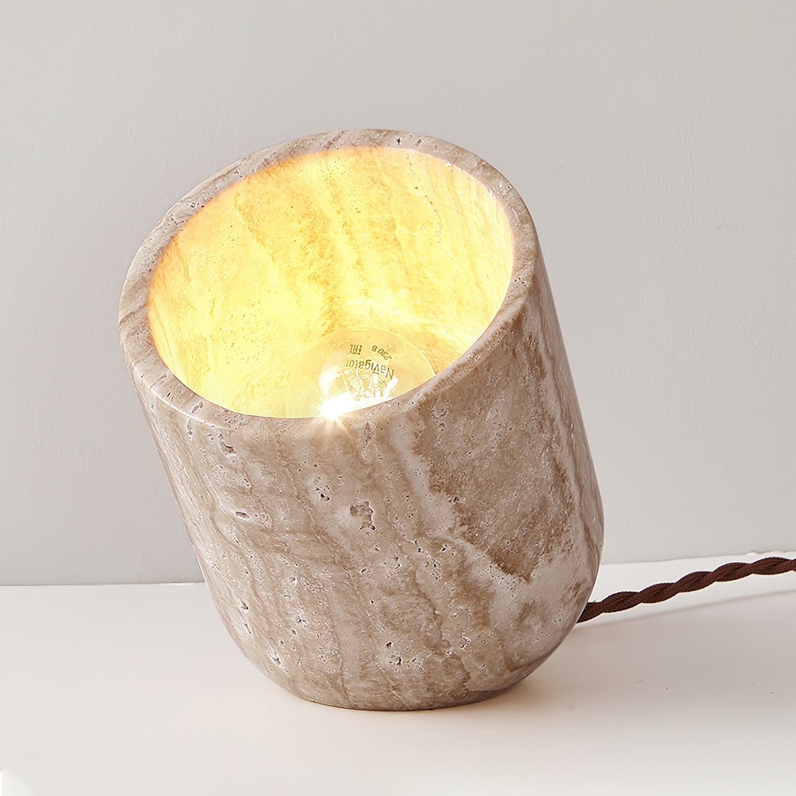 Valuaine Tapered Block Travertine Table Lamp