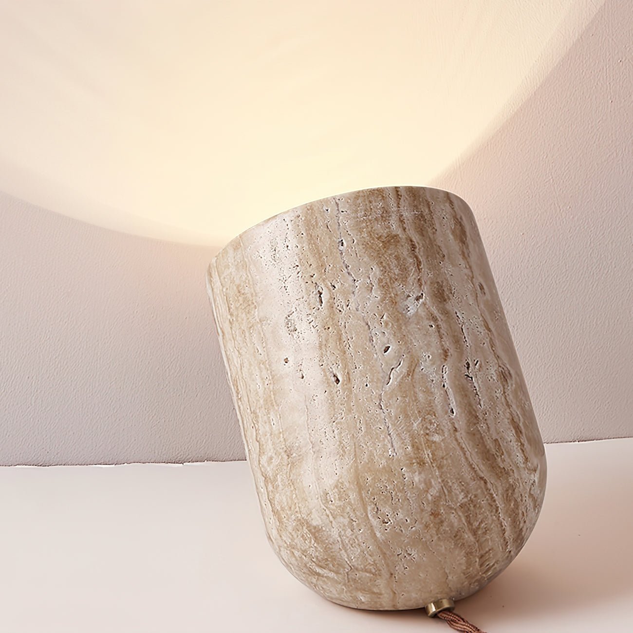 Valuaine Tapered Block Travertine Table Lamp