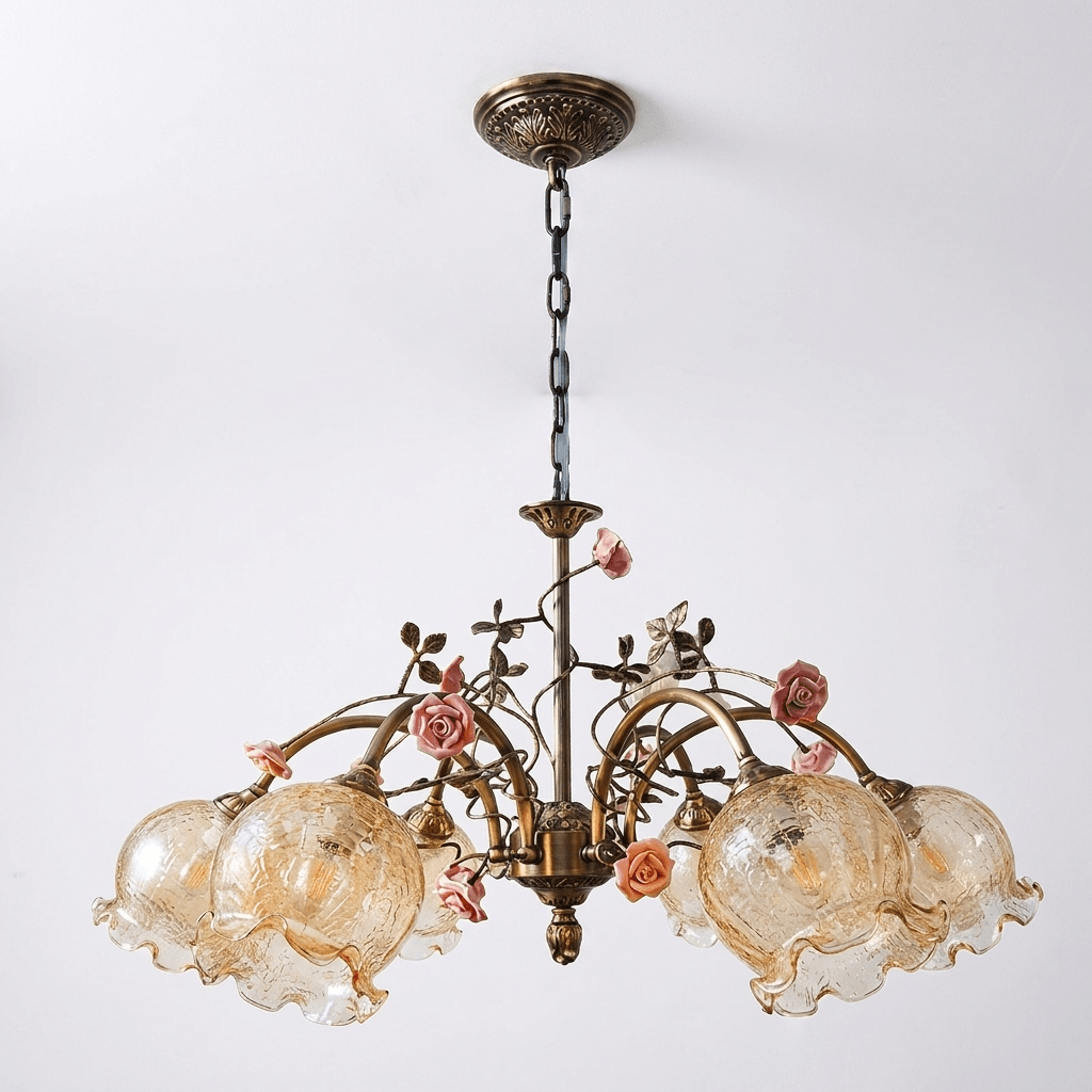 Rosavelle Brass Rose Chandelier