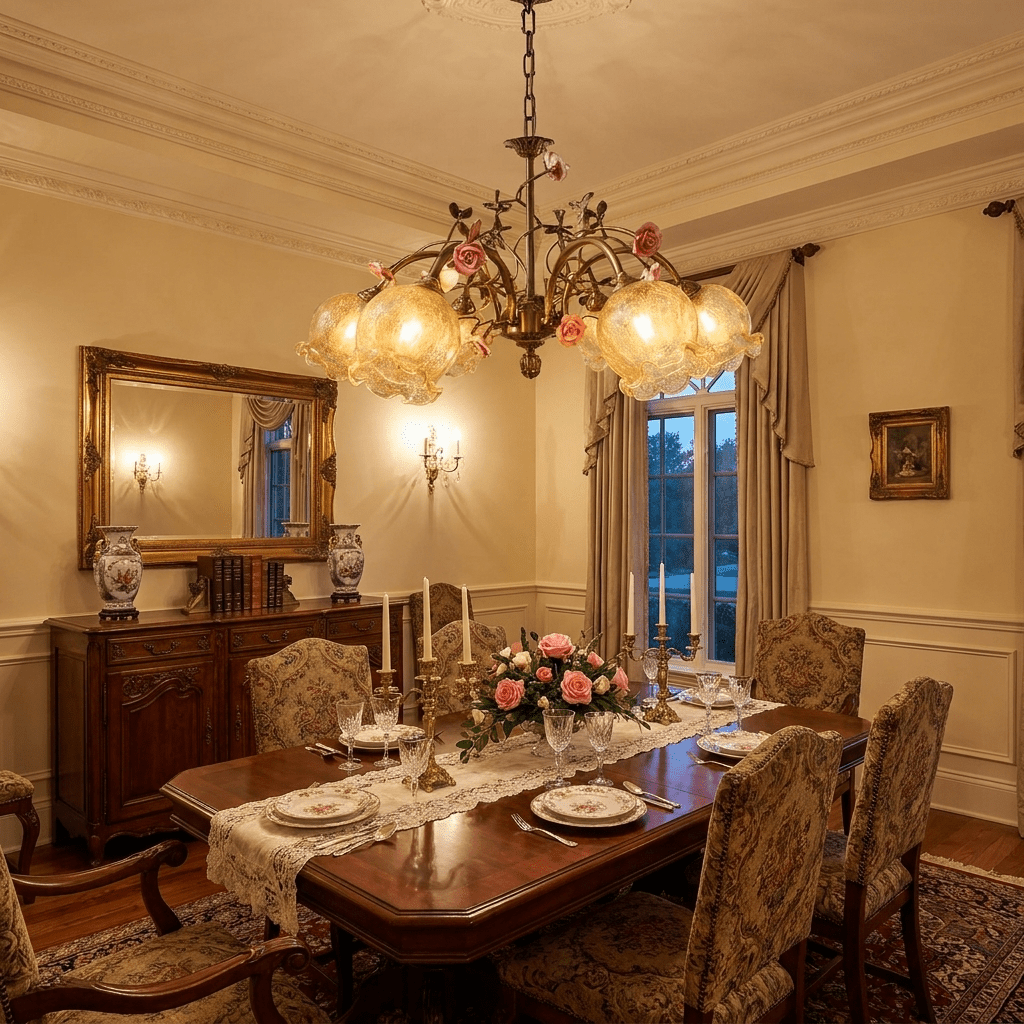 Rosavelle Brass Rose Chandelier