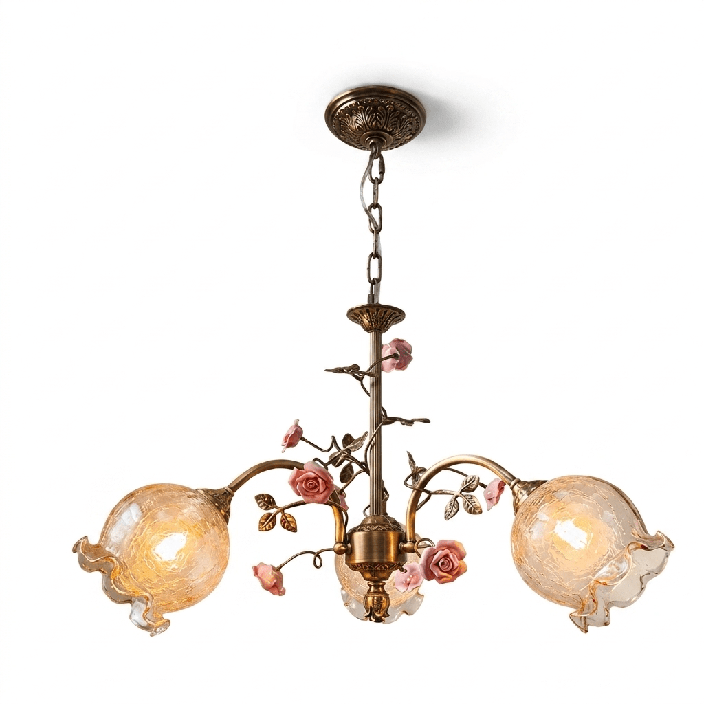 Rosavelle Brass Rose Chandelier