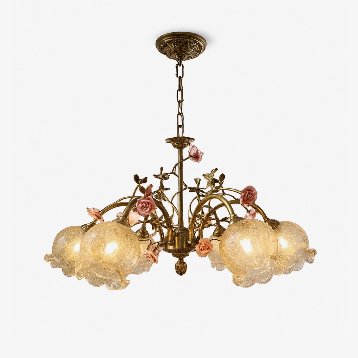 Rosavelle Brass Rose Chandelier