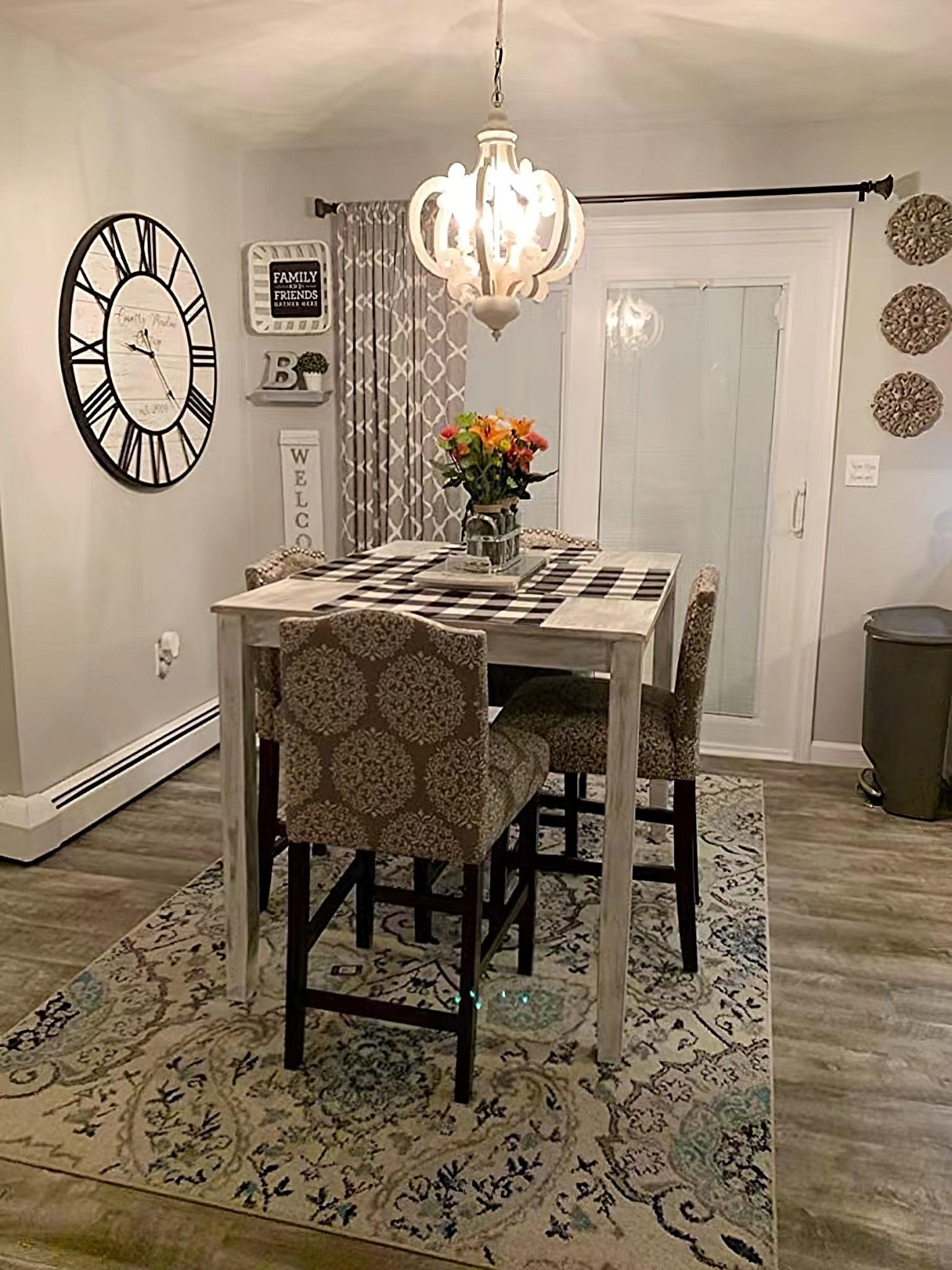Rinaian Chandelier Scroll Wood Whitewashed Rustic