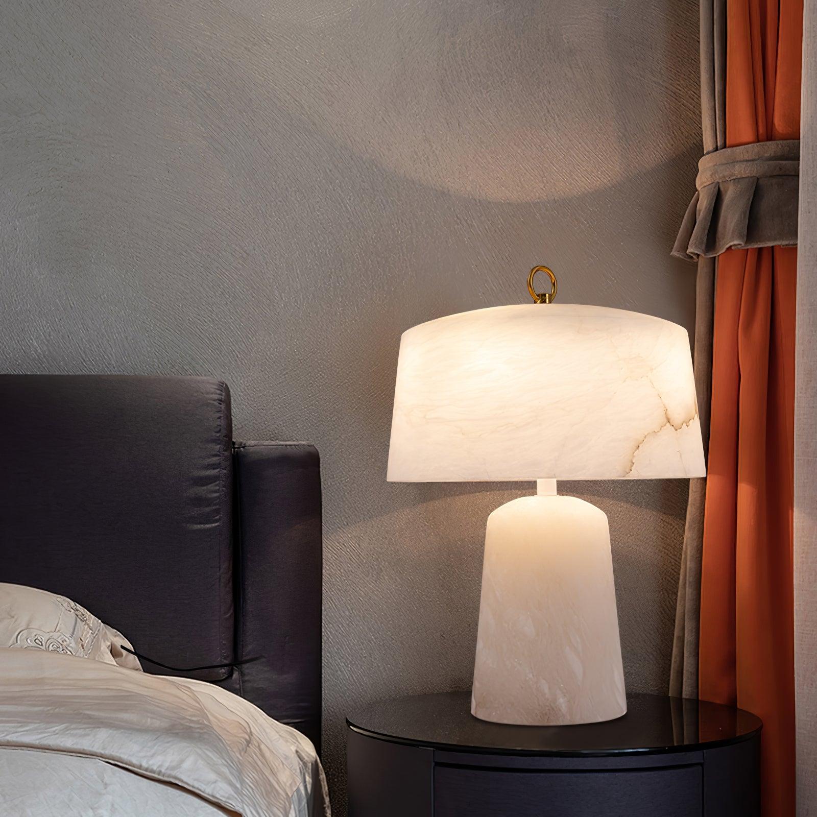 Eurvynyra Drum Alabaster Table Lamp