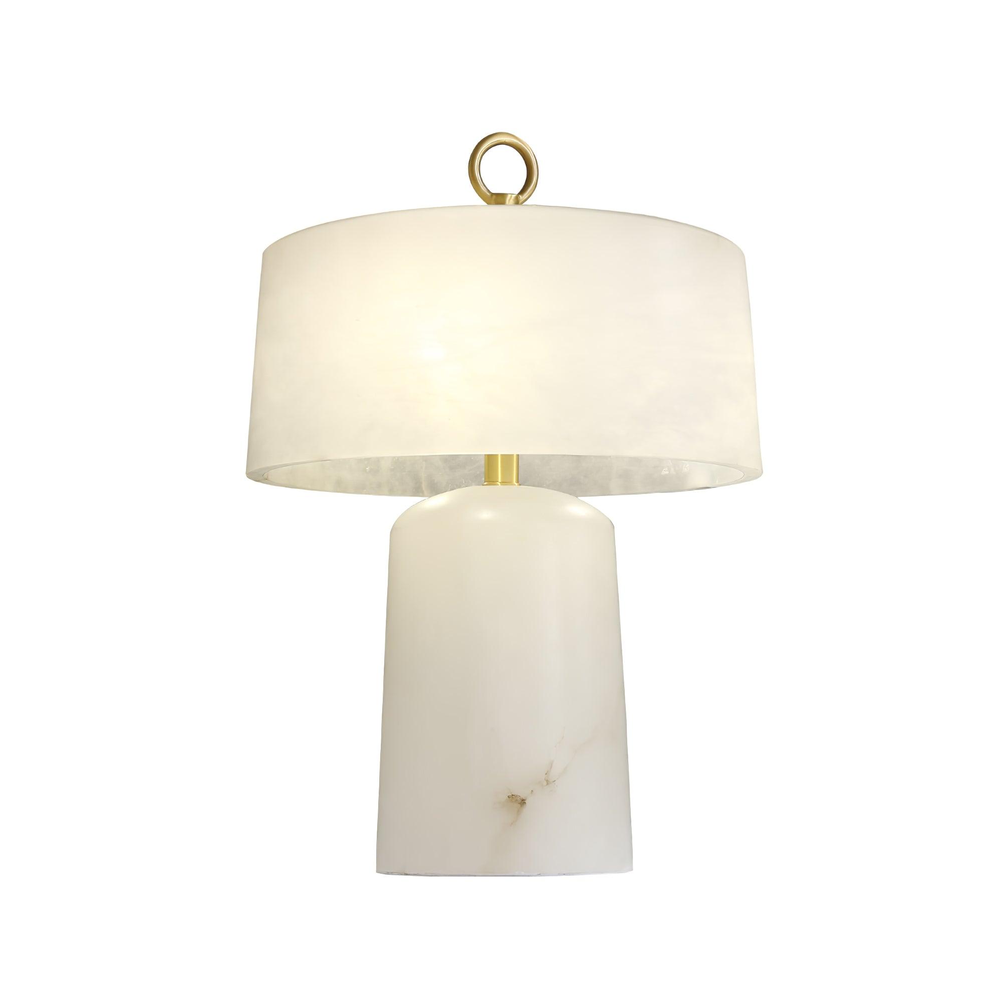 Eurvynyra Drum Alabaster Table Lamp