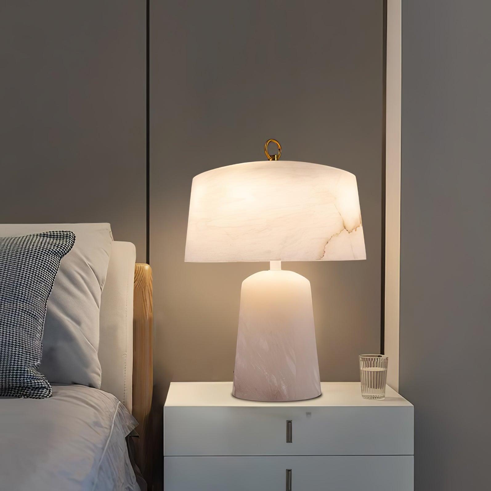 Eurvynyra Drum Alabaster Table Lamp
