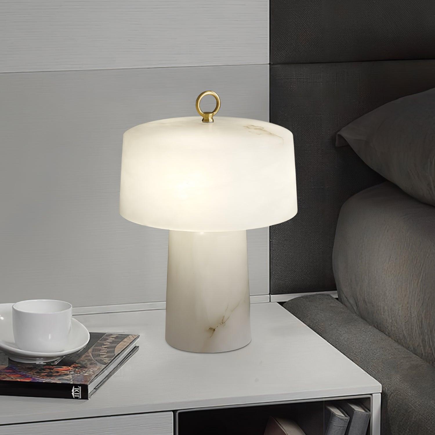 Eurvynyra Drum Alabaster Table Lamp