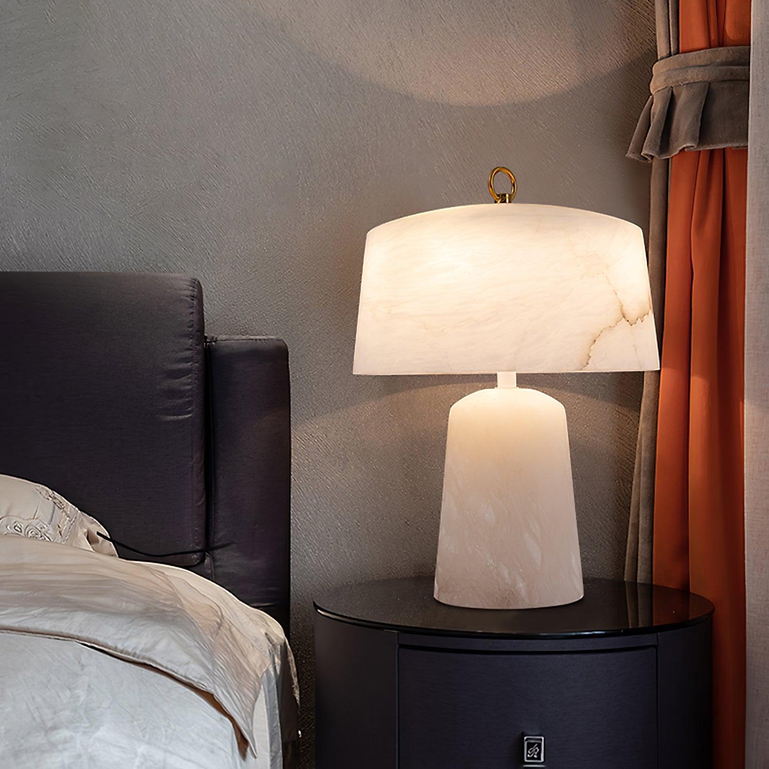 Eurvynyra Drum Alabaster Table Lamp