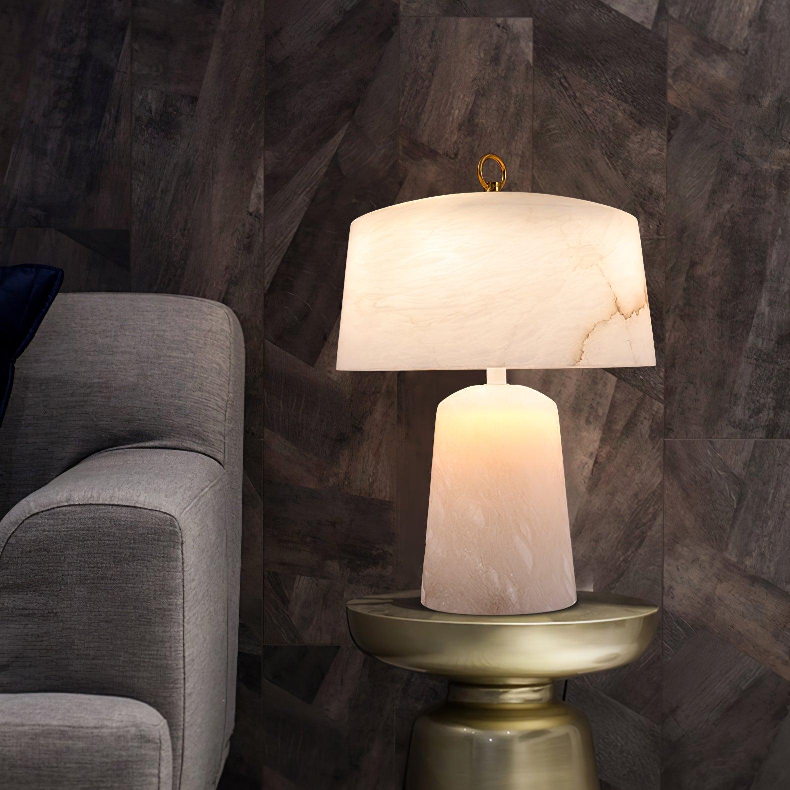 Eurvynyra Drum Alabaster Table Lamp