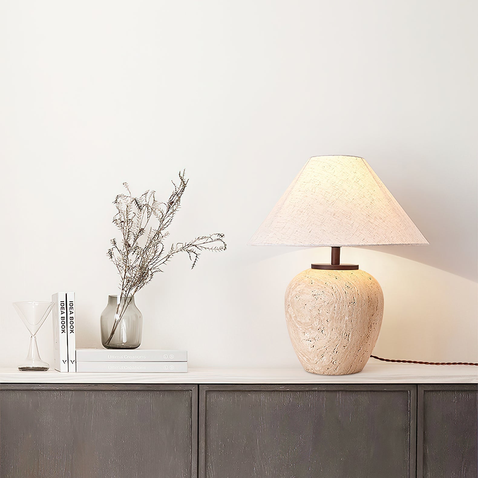 Cazorus Globular Travertine Table Lamp