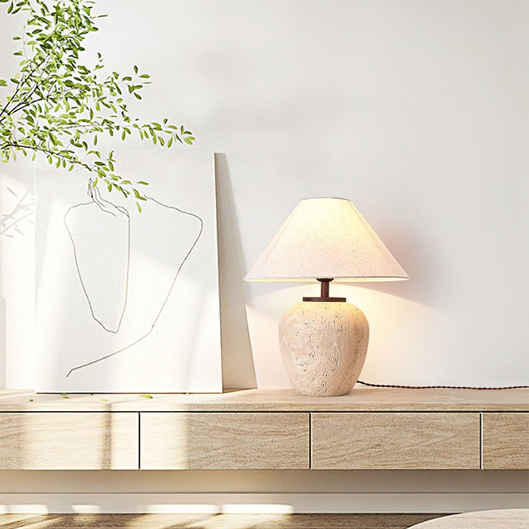 Cazorus Globular Travertine Table Lamp