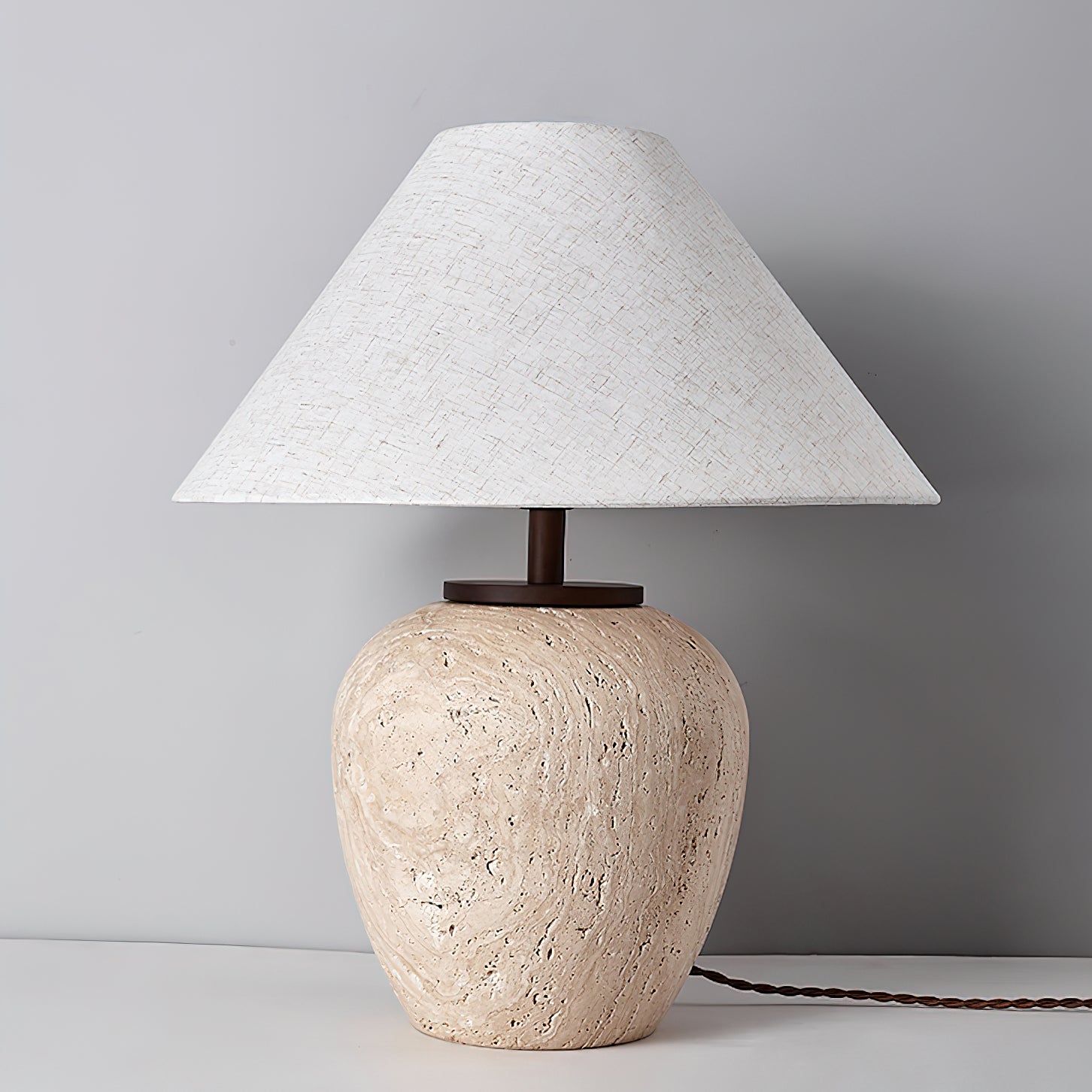 Cazorus Globular Travertine Table Lamp
