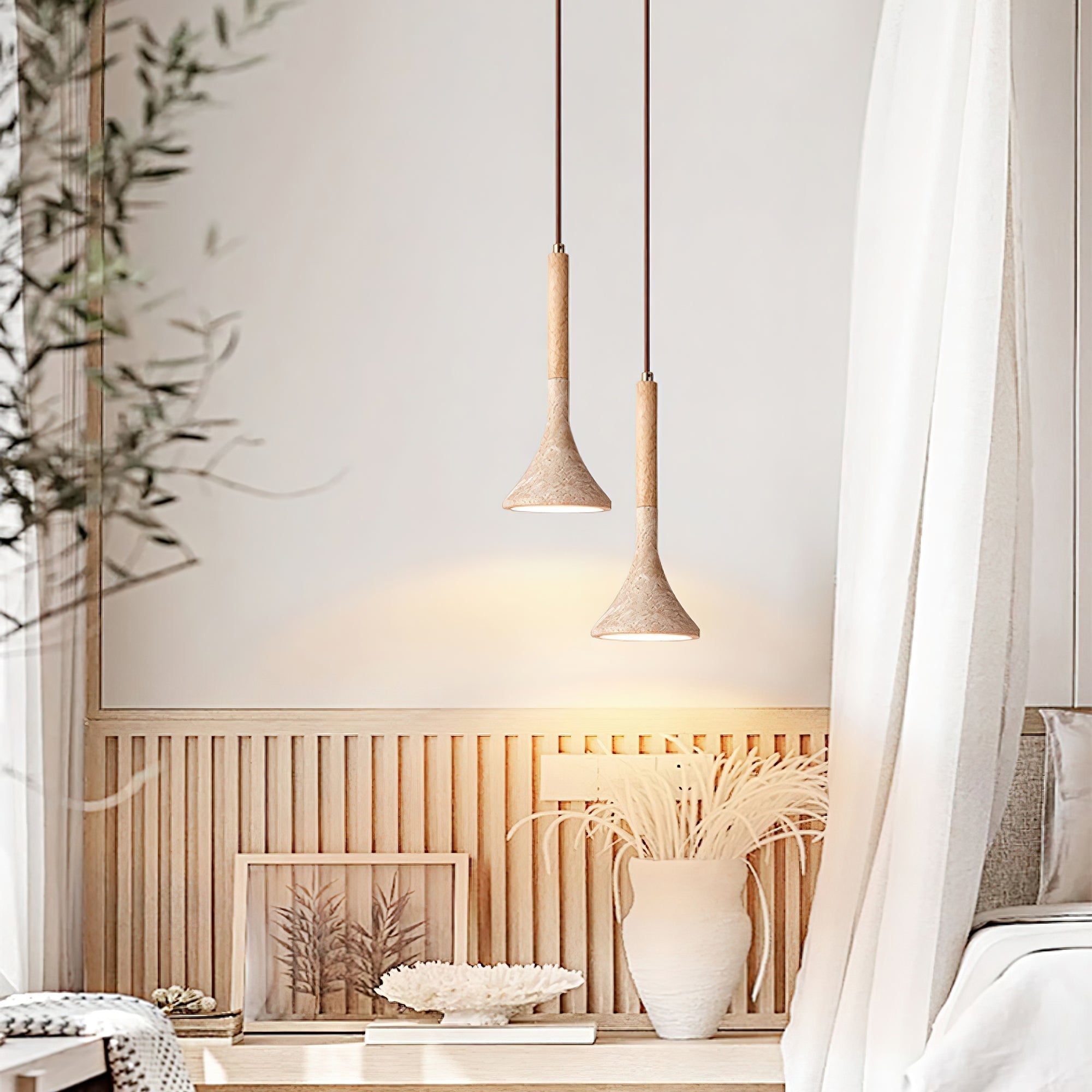 Taviaya Minimalist Travertine Pendant Light