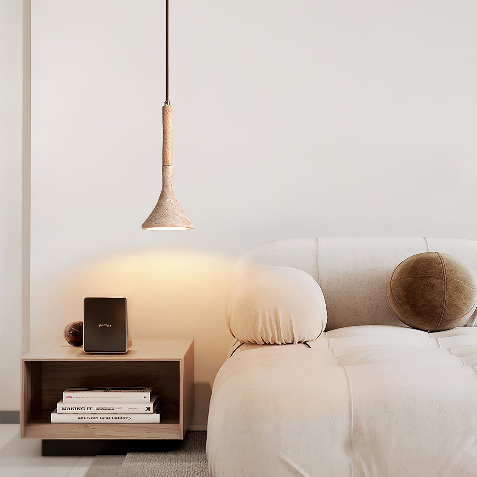 Taviaya Minimalist Travertine Pendant Light