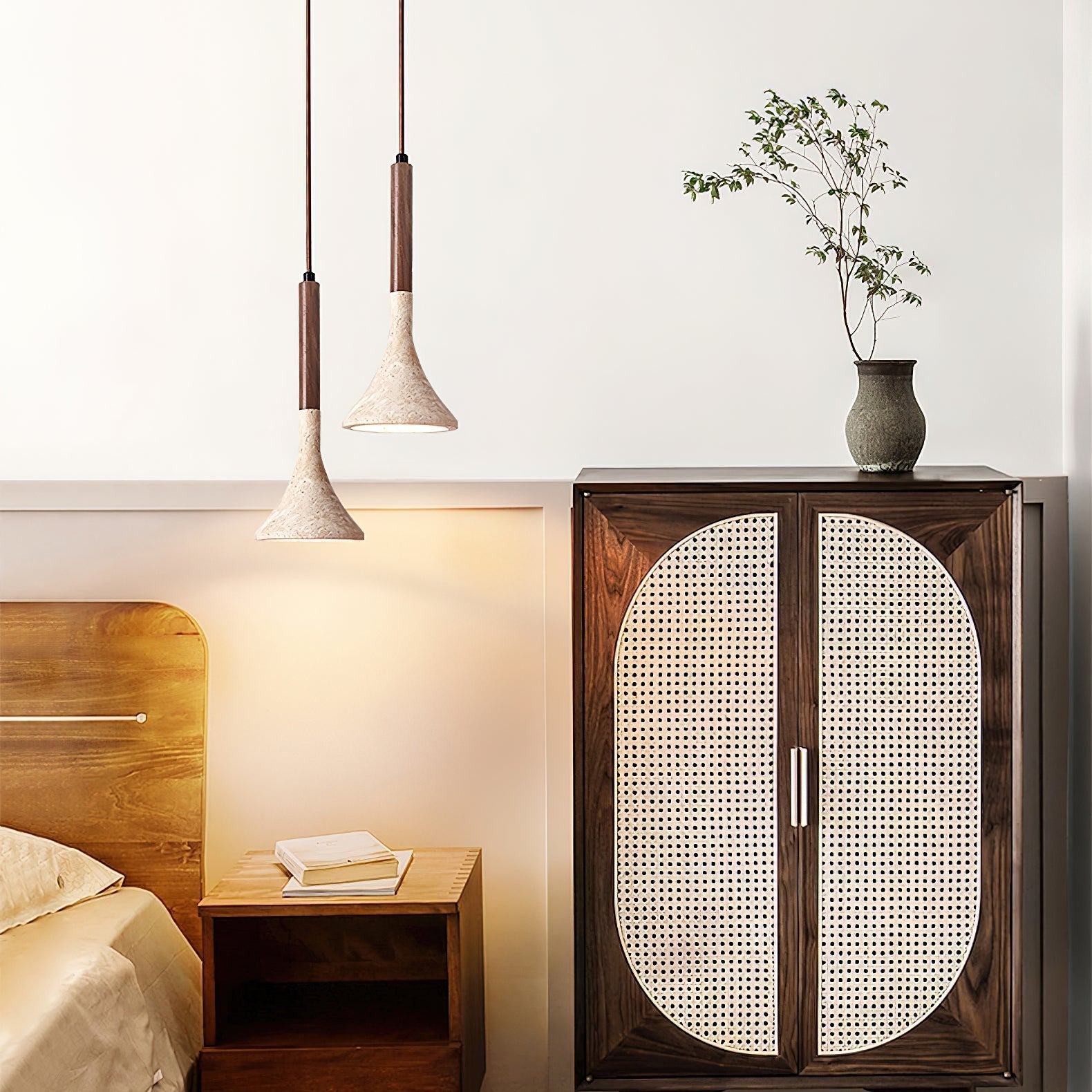 Taviaya Minimalist Travertine Pendant Light