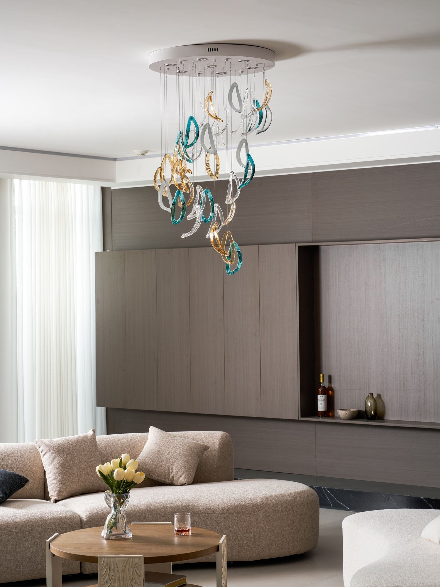 AquaFlux Grand Cascade Ripple Glass Art Customize Chandelier