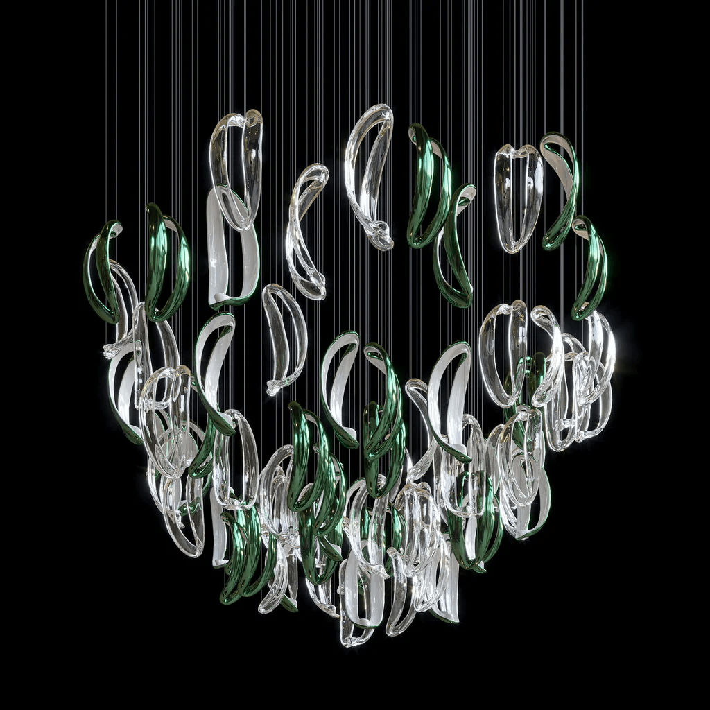 AquaFlux Grand Cascade Ripple Glass Art Customize Chandelier