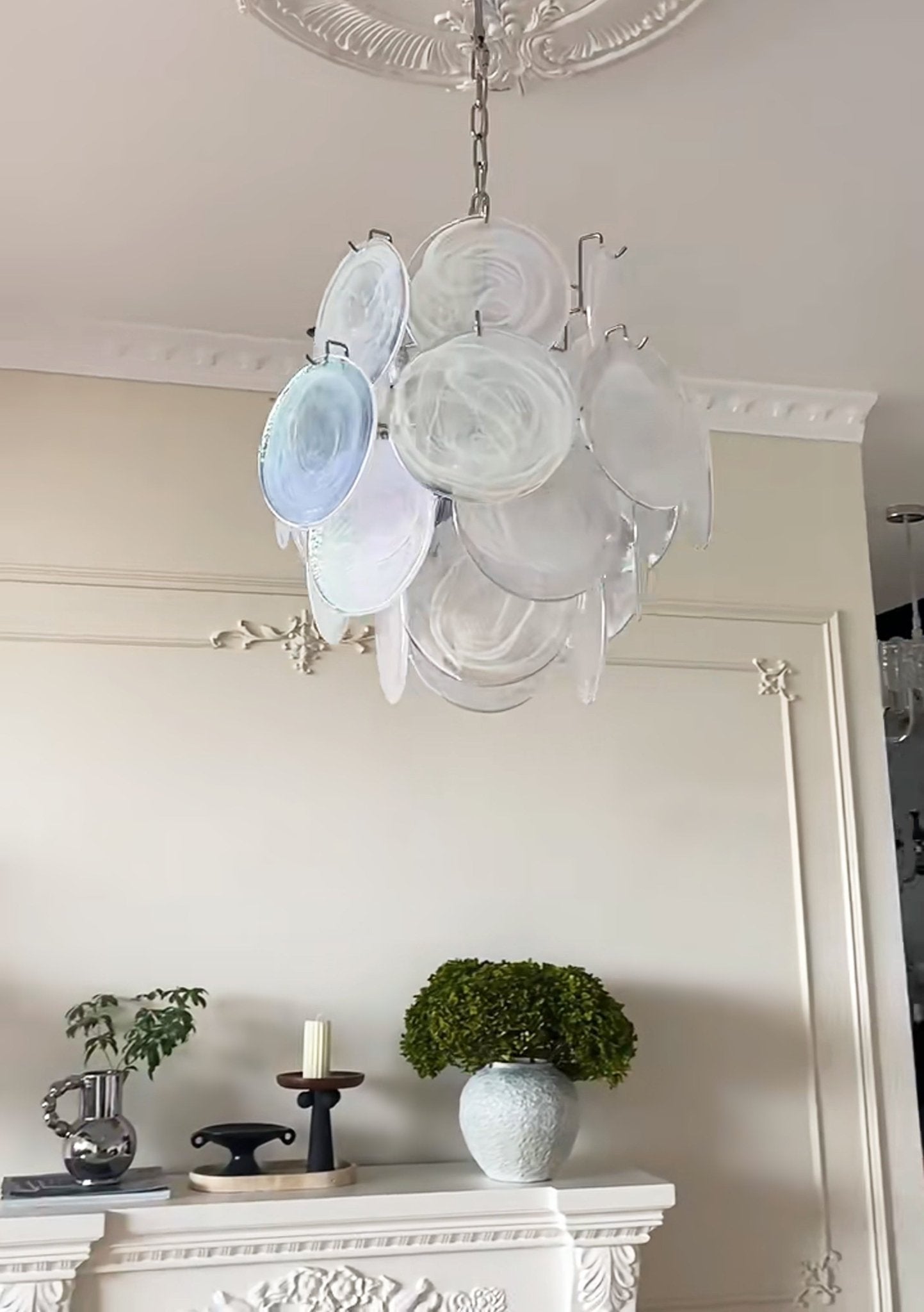Lioruora Chandelier Apricot Murano Glass Disc Layered Artistic