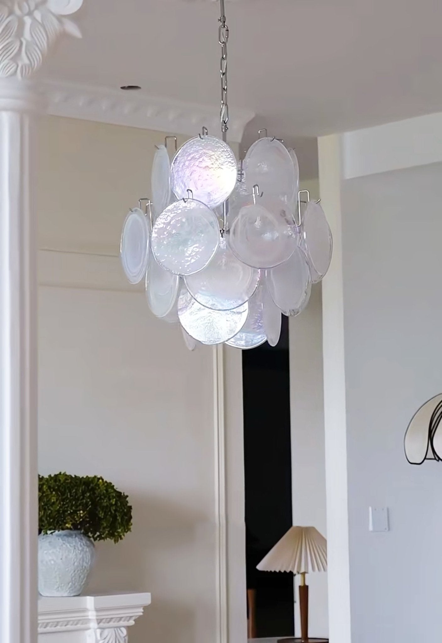 Lioruora Chandelier Apricot Murano Glass Disc Layered Artistic