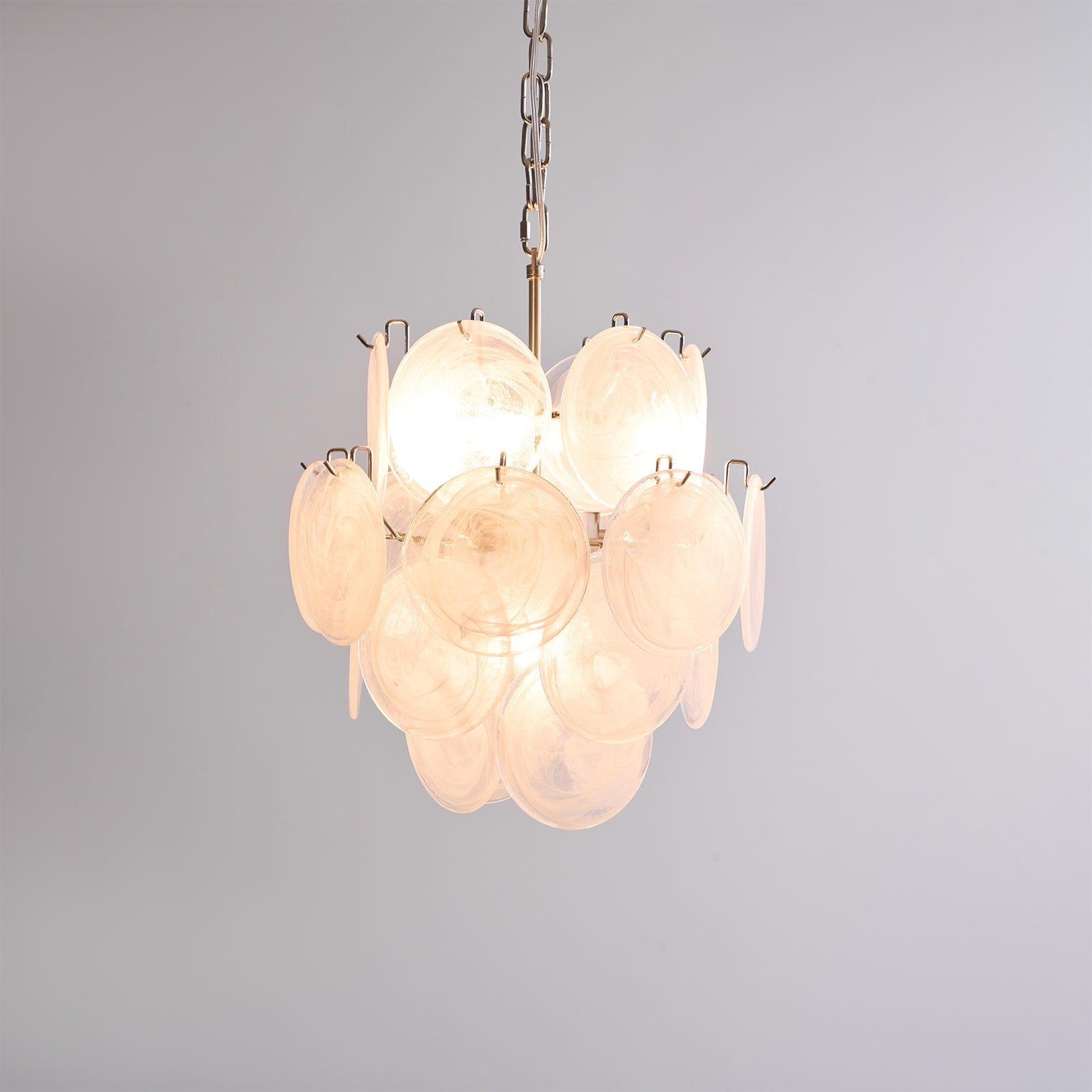 Lioruora Chandelier Apricot Murano Glass Disc Layered Artistic