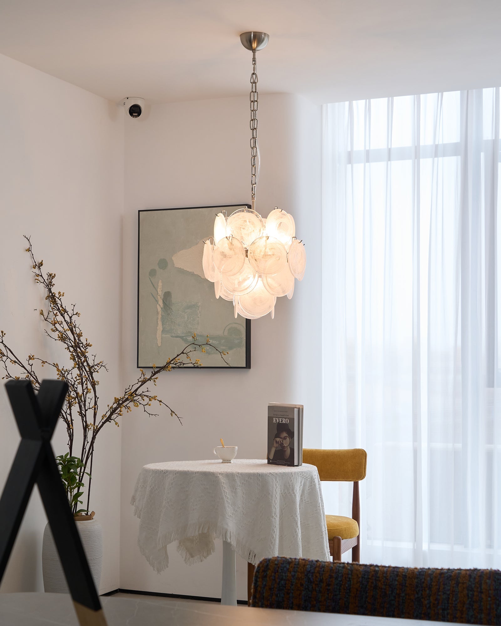Lioruora Chandelier Apricot Murano Glass Disc Layered Artistic