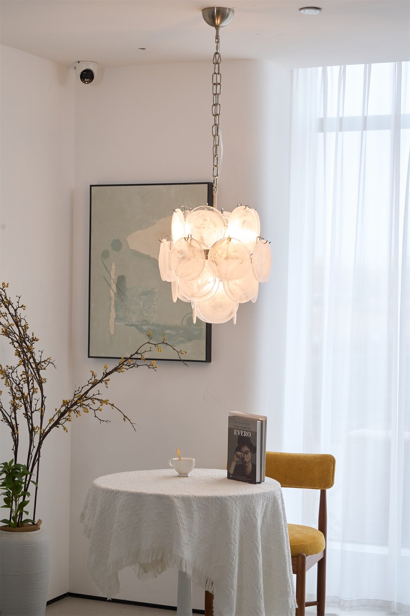 Lioruora Chandelier Apricot Murano Glass Disc Layered Artistic
