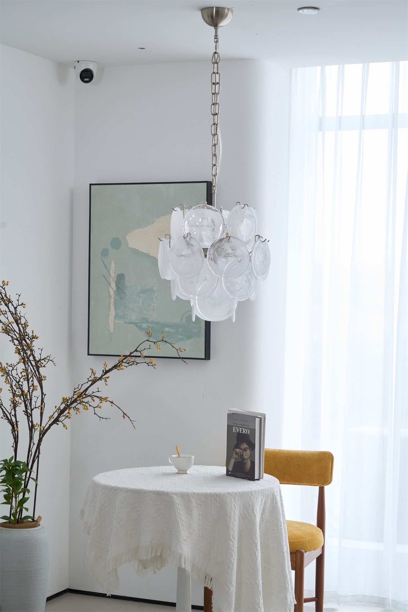 Lioruora Chandelier Apricot Murano Glass Disc Layered Artistic