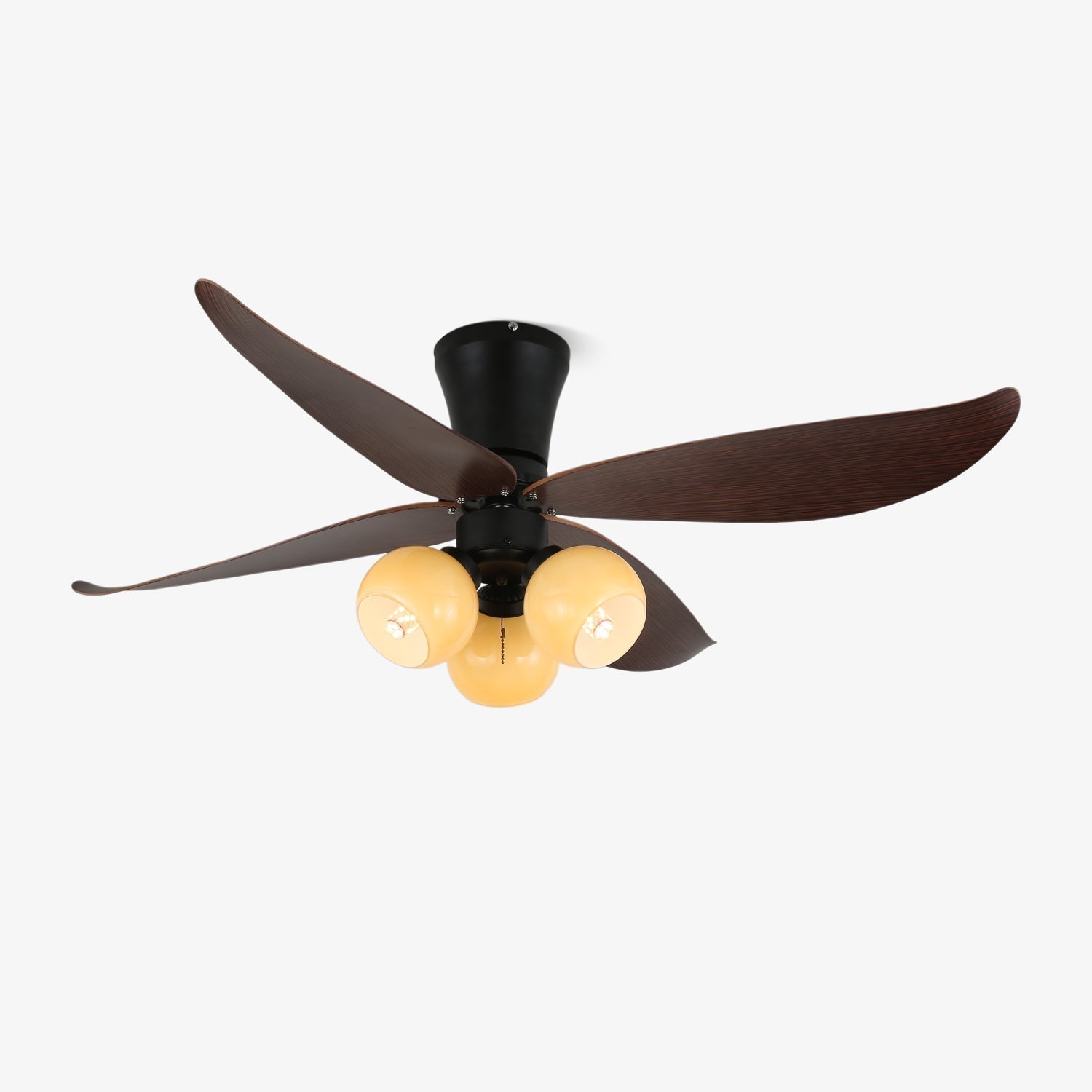 Lunair Vintage Wood Glass Ceiling Fan Light