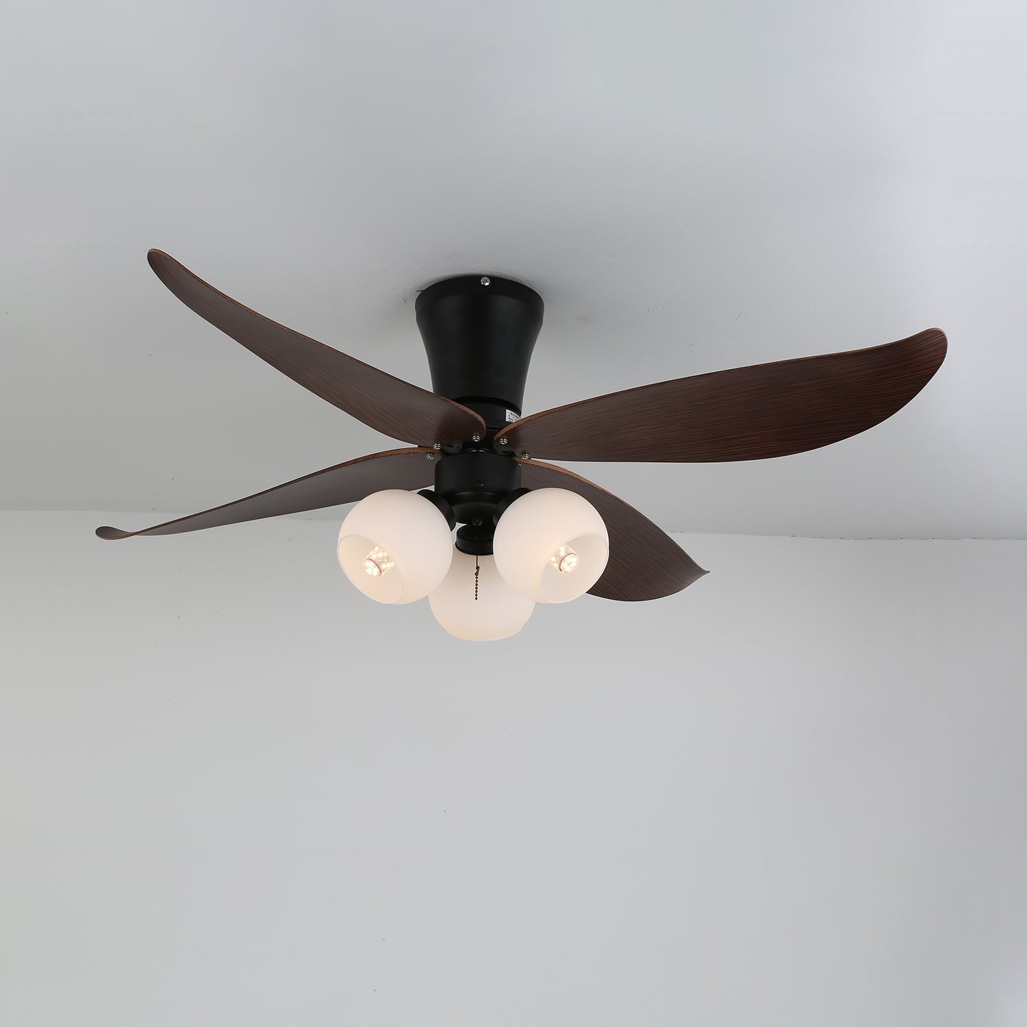 Lunair Vintage Wood Glass Ceiling Fan Light