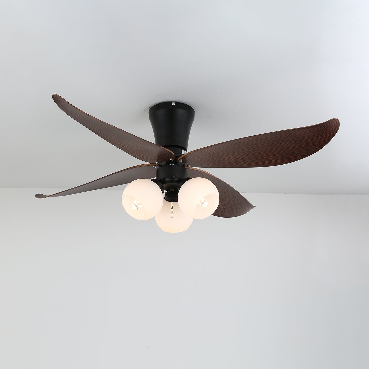 Lunair Vintage Wood Glass Ceiling Fan Light