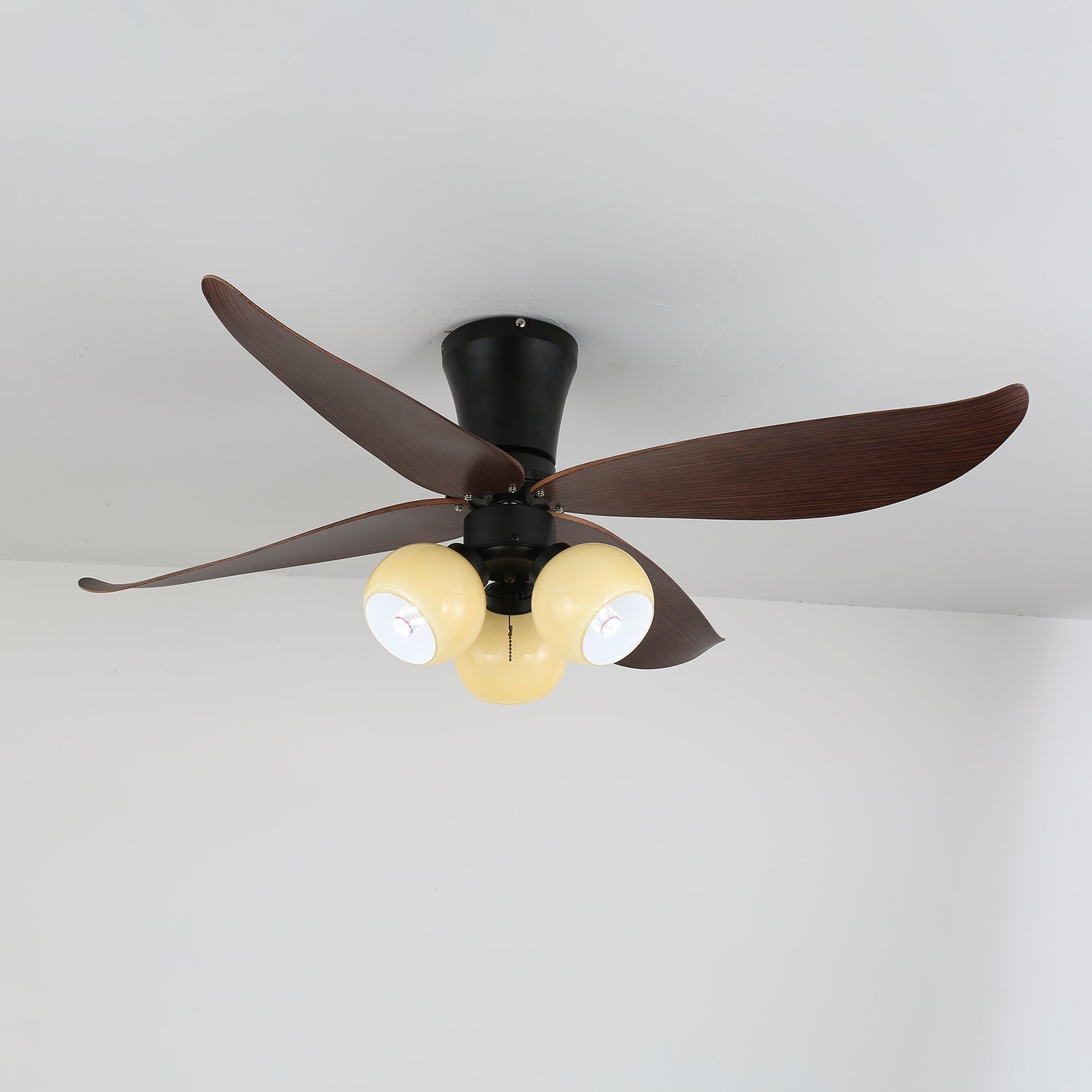 Lunair Vintage Wood Glass Ceiling Fan Light